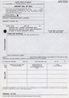 FAA airplane sale forms