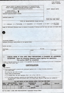 FAA airplane sale forms