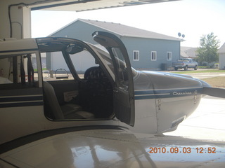 Bob and N8377W in Watkins hangar