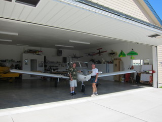 Bob and N8377W in Watkins hangar