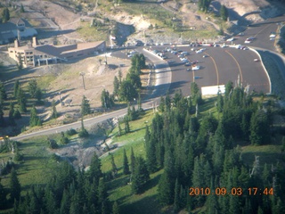 aerial - Oregon - Mount Hood - Overlook Hotel from The Shining