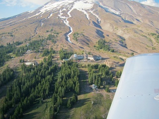 aerial - Oregon - Mount Hood - Overlook Hotel from The Shining