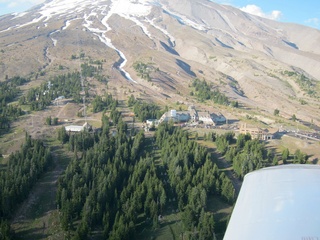 aerial - Oregon - Mount Hood - Overlook Hotel from The Shining