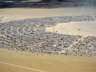 7S5 to DVT trip - aerial - Nevada - Black Rock City - Burning Man - fisheye