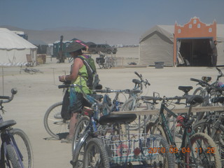 7S5 to DVT trip - Nevada - Black Rock City - Burning Man entrance - woman with face protected