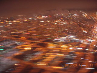 blurry Philadelphia lights from flight