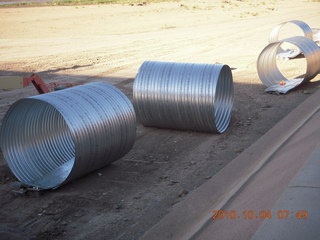 Tempe Town Lake and dirt service road run - big metal pipes - 'But is it art?'