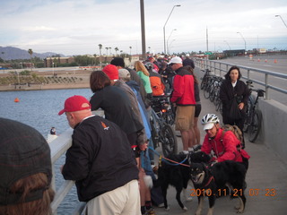 Arizona Ironman spectators on Rural Road bridge