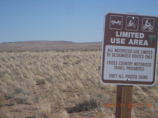 Moab trip - Hanksville run - Limited Use Area sign