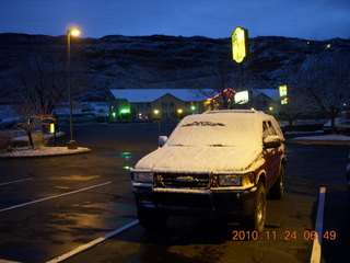 1 7dq. Moab trip - snow covered Isuzu Rodeo