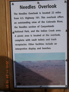 14 7dq. Moab trip - drive to Canyonlands Needles - overlook sign