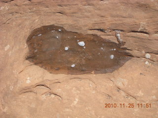 Moab trip - Arches Devil's Garden hike - frozen puddle