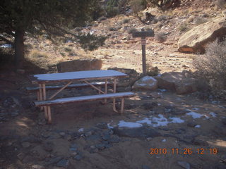 110 7ds. Moab trip - Needles - Confluence Overlook hike - picnic table