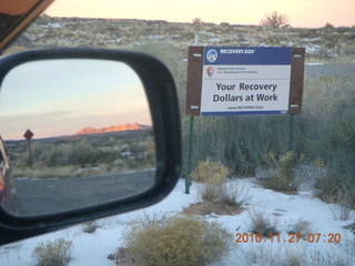 12 7dt. Moab trip - drive to Canyonlands Lathrop - 'Your Recovery Dollars at Work' sign
