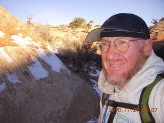 21 7dt. Moab trip - Canyonlands Lathrop hike - Adam with ice in beard