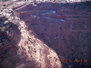 143 7dt. Moab trip - aerial - Green River canyon - washed out switchbacks on road