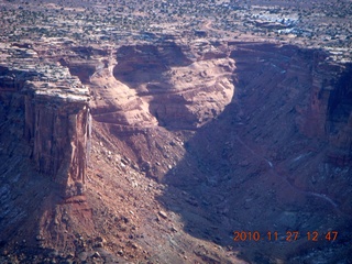 152 7dt. Moab trip - aerial - Green River canyon - washed out switchbacks on road