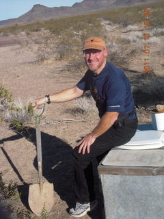 Adam on commode at V.N.G.R.N.