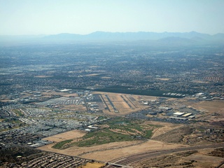 310 7g8. Sky Harbor fly-in - aerial - Falcon Field (flying in N8377WZ)