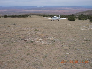 Eagle City airstrip through windshield of N8377W