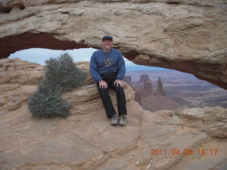 Canyonlands Mesa Arch view + Adam