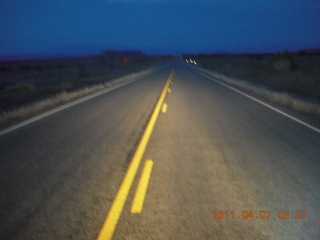 driving in Canyonlands at dawn