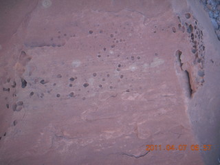30 7j7. Canyonlands Lathrop hike/run - markings on the rock