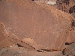 Canyonlands Lathrop hike/run - twentieth century petroglyphs (graffiti)