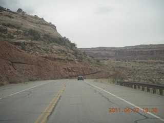 driving down from Canyonlands