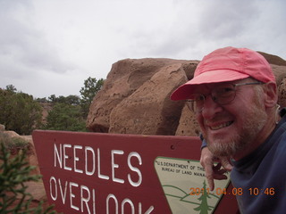 Needles Overlook sign and Adam
