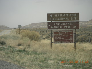 drive to Canyonlands Needles sign