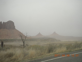 drive to Canyonlands Needles - blowing dust
