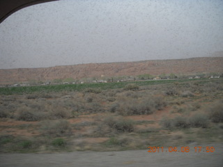 330 7j8. drive from Needles back to Moab - muddy rain