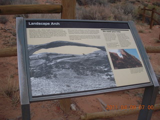 30 7j9. Arches Devil's Garden hike - Landscape Arch sign