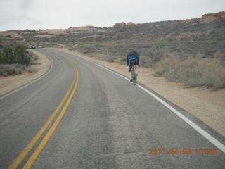 Arches National Park drive - bicyclist