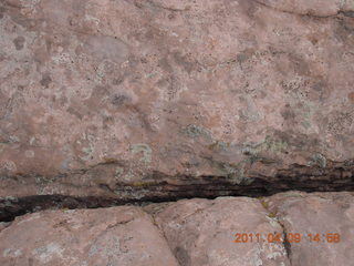 Dead Horse Point - Rim View - gap in rocks with lichens