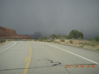 drive back from Dead Horse Point to Moab - hazy view