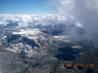 266 7ja. aerial - Sedona - snow - clouds