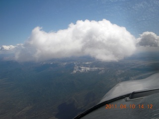 aerial - Sedona - snow - clouds