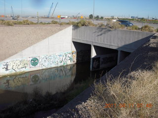 canal and road west of Tempe Town Lake - goofy face