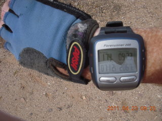 42 7jp. Vulture Mine airstrip run - GPS at south end of runway
