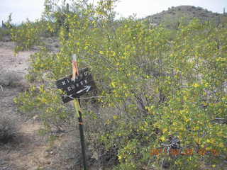 75 7jp. Vulture Mine airstrip run - Miner's Creek sign