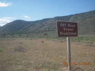 Bar Ten run - Off Road Travel Prohibited sign