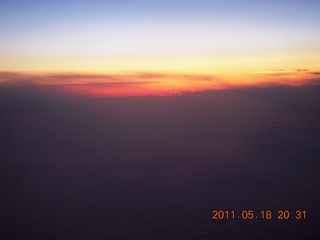 sunrise on flight to Frankfurt