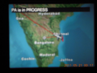 India - (blurry) map diverting to Bengaluru (BLR)