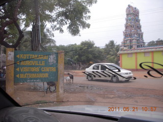 42 7km. India - Puducherry (Pondicherry) - driving to Auroville - temple
