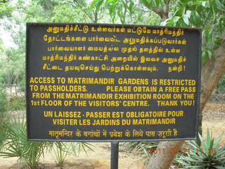 65 7km. India - Auroville sign