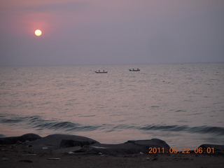 India - Puducherry (Pondicherry) run - Bay of Bengal beach - soft sunrise