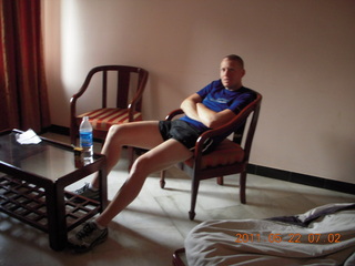 India - Jon in puducherry hotel room