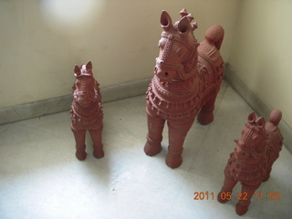 74 7kn. India - stairway statues in hotel in Puducherry (Pondicherry)